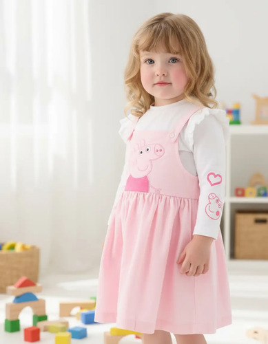 Vestido Peppa Pig Para Niñas Color Rosa
