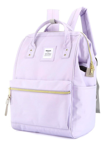 Mochila Nobutaki Clasica Urbana Bolso Unisex Impermeable Color Lila