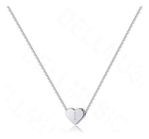 Collar De Corazón Dije Letra Para Mujer De Acero Inoxidable