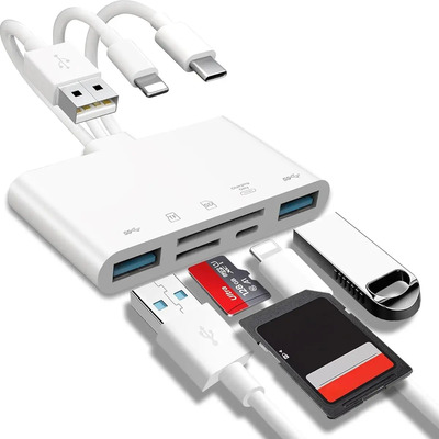 Lector Tarjetas Memoria 5en1 USB-C\u002FUSB-A SD MicroSD Compatible iOS Android | MercadoLibre