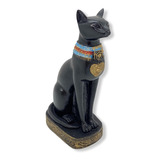 Imagem Escultura Deusa Bastet Gato Egípcio 13 Cm Em Resina