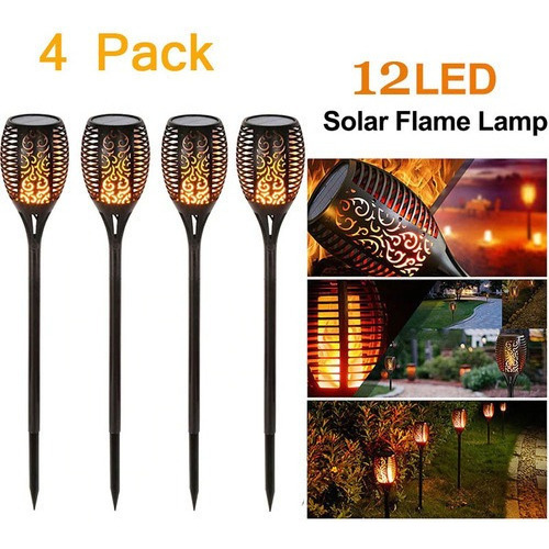 Pack 4 Focos Faroles Leds Solares, Con Estaca Para Jardin