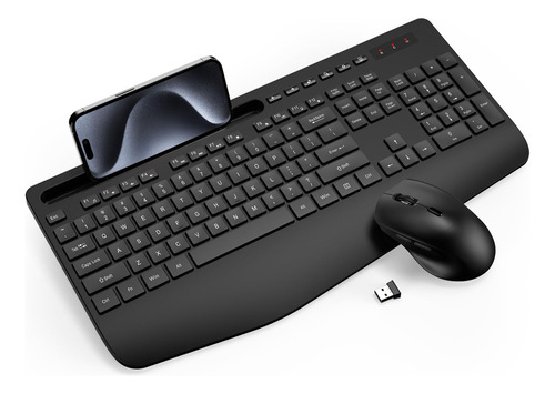 Combo Teclado Y Mouse Inalámbricos: Teclado Ergonómico Con Y