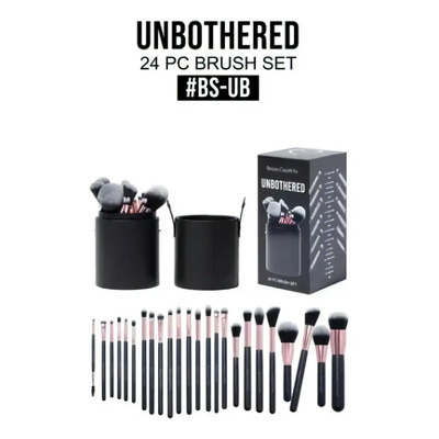 Beauty Creations - Unbothered Set de Brochas de Maquillaje 24 Piezas con Estuche - Brochas para Rostro y Ojos, Pelo Sintético - Color Negro | Envío gratis