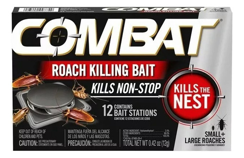 Combat Max Mata Cucarachas 12 Trampas Cebo 12gr Importado