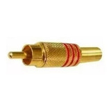 Ficha Conector Rca Macho Metalica Dorada Resorte Metal