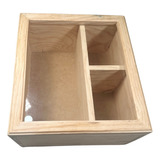 Caja De Madera Con Tapa De Vidrio Con Divisiones Regalo