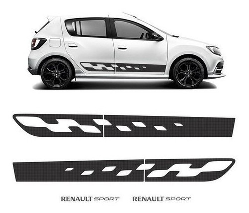 Kit Faixa Lateral Sandero Sport 2016/2017 + Adesivos Renault