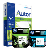 Cartuchos Originales Hp 662 Xl Negro + 662 Color Y Resma A4