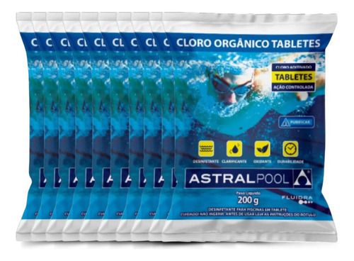 Kit 20 Pastilha Tabletes Cloro Piscina 200g 5 Em 1 Multiação