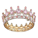 Corona Lujo Cristal Rosa Pálido Dorado Princesa Xvaños Reina