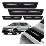 Kit 8 Peças Soleira Adesivo Porta Vw Nivus 2020 2021 - Preto