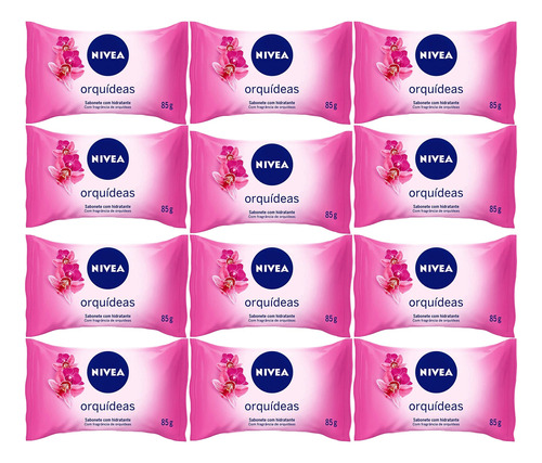 Kit Com 12 Sabonetes Nivea Orquídeas 85g