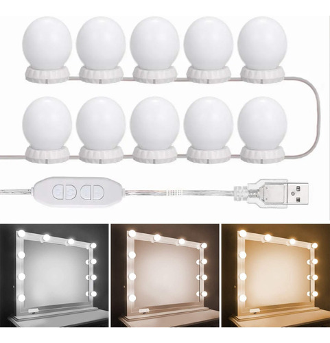 Maquillaje Led Espejo Luces Hollywood 3 Tone L