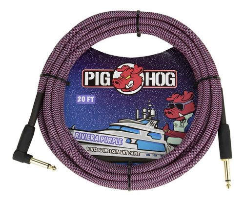 Pig Hog Pch20rppr Cable Inst Riviera Purple 6.10 M Ang/recto