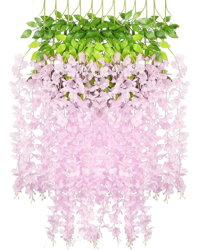 Flores Artificiales Wisteria Glicina Colgantes Deco X6 Unds