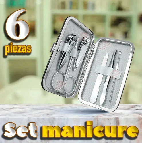 Set 6 Piezas Manicure Cortauñas Estuche Portatil 