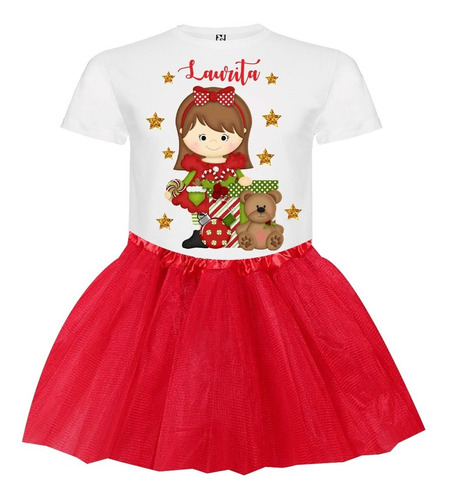 Traje Conjunto Disfraz Niñas Navidad Personalizado 