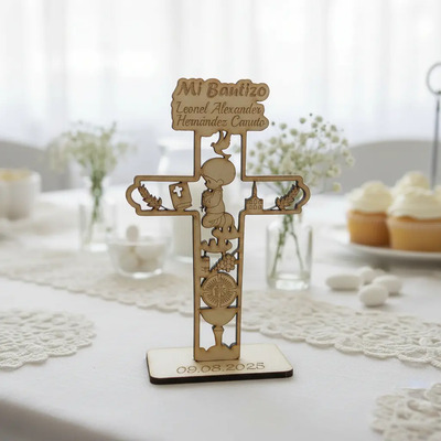 10 Cruz De Madera Mdf 13cm De 3mm Recuerdo Bautizo Comunión