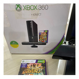 X Box 360 Super Slim 1 Jogos 1 Controle Fonte E Cabos Kinect