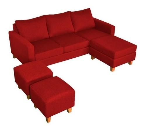 Sillon Sofa Esquinero 3 Cuerpos + 2 Butacones Chenille