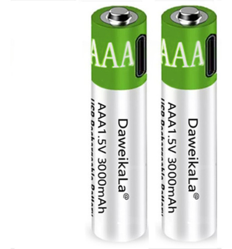 Kit 2 Pilhas Aaa 1,5v 3000mah Usb Recarregável Com Cabo