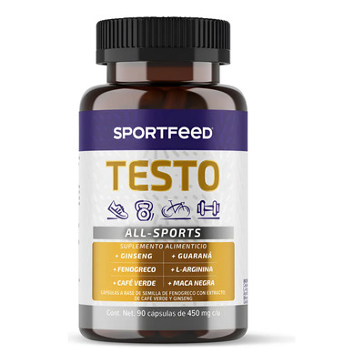 Testo Hombre Sportfeed 90 Cápsulas Suplemento Hombre Fenogreco, Maca y L-Arginina Testosterona Hombre | Meses sin interés