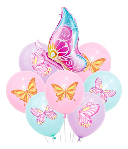 Set De Globos Látex Forma Mariposa 8 Unidades 