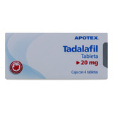 Tadalafil Apotex Caja C/4 Tabletas De 20 Mg C/u Apotex