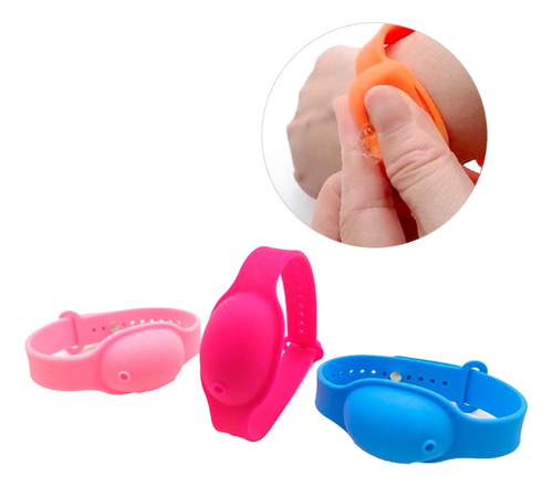 Pulsera Dosificadora Silicona Sanitizante Alcohol Gel X3