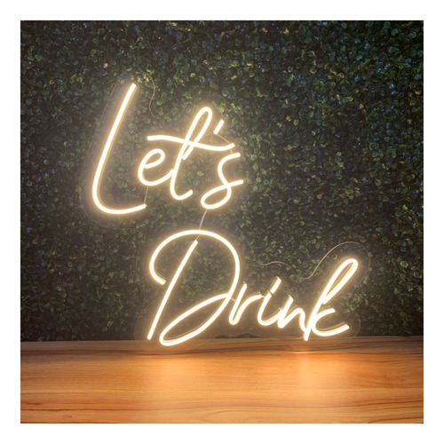 Painel Neon Led - Let's Drink 55x50cm