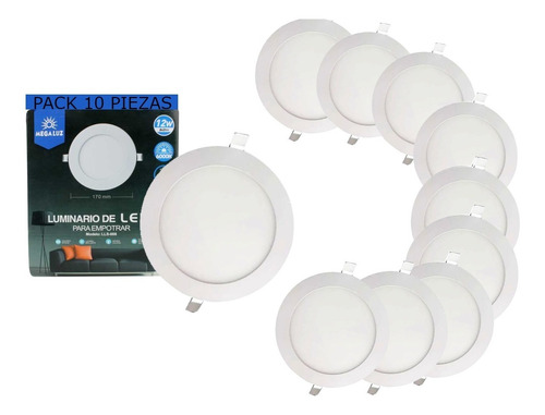 Plafon Led Para Empotrar 12w 17cm Paquete De 10 Piezas