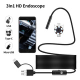 3 En 1 Teléfono Móvil Endoscopio Ip67 Impermeable 2m 7mm