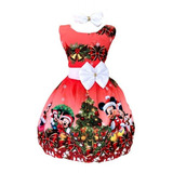 Vestido Infantil Natal Ratinha Mouse Vermelho Papai Noel