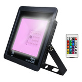 Reflector Led Rgb 30w/300w Luces Multicolor Control Remoto Carcasa Negro