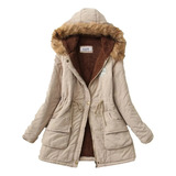 Chaqueta De Invierno Para Mujer Parka Térmica De Forro Polar Con Capucha Gruesa