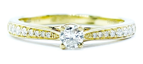 Anillo De Compromiso Con Diamante Brillante En Oro 18k.