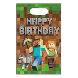 10 Bolsas Dulces Fiesta Plastico Cumpleaños Minecraft