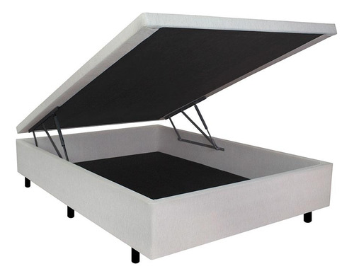 Cama Box Baú Viúvo 120x203x34 Cm Courino Linho Areia