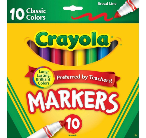 Crayola Marcador Grueso 10 Piezas Colores Clásicos