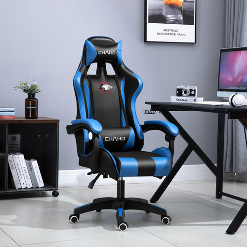 Silla Gamer Con Masajeador Lumbar Color Azul