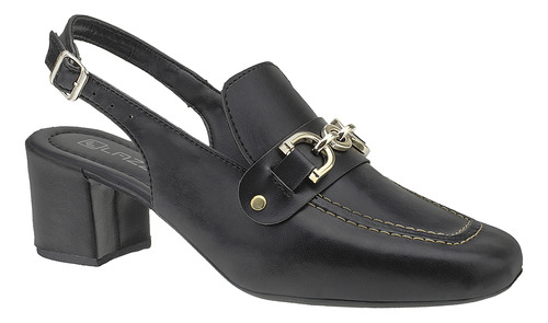 Sapato Feminino Mule Loafer Salto Bloco Grosso Confortável