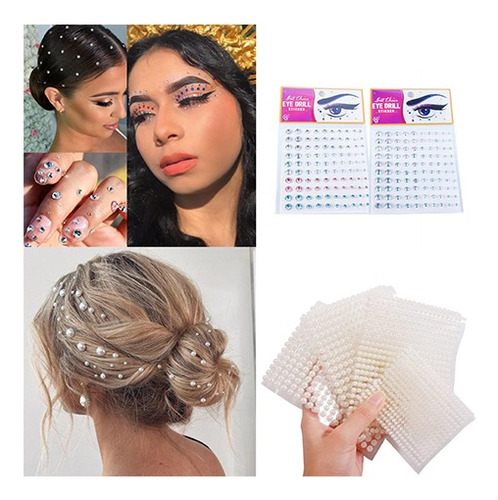 2800perlas+200 Strass Adhesivas Para Cabello Cara Y Cuerpo 