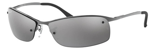 Anteojos De Sol Polarizados Ray-ban Rb3183 Standard Con Marco De Metal Color Polished Gunmetal, Lente Silver Espejada, Varilla Polished Gunmetal De Metal