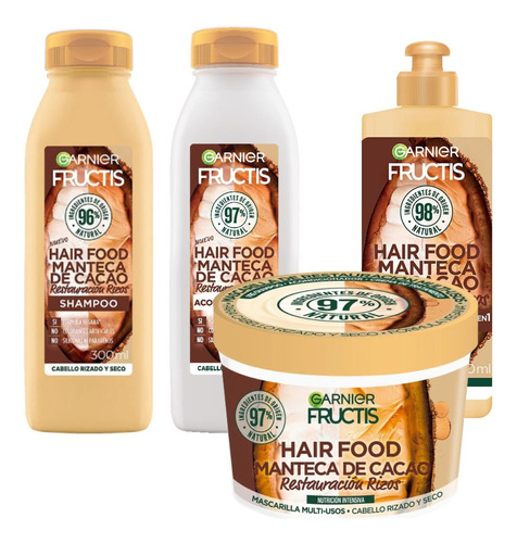 Fructis Hair Food Cacao Shampoo + Acond + Tratamiento +crema