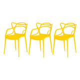 Conjunto Kit 3 Cadeiras Master Allegra Empilhável Polipropileno Inmetro Várias Cores Sala Jantar Cozinha Mais Vendidas