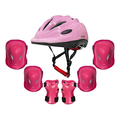 Casco Niña Bicicleta Kit Rodilleras Protección Infantil Rosa Unitalla | Envío gratis