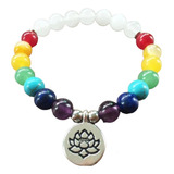 Pulsera Cuarzo Blanco 7 Chakras Flor De La Vida Regalo Yoga