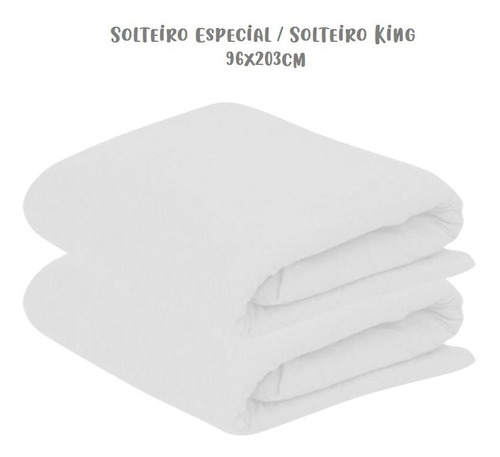 Kit 2 Lençóis Elástico Solteiro Especial King 96x203 Branco