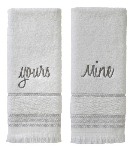 Skl Home Yours & Mine Juego De Toallas De Mano, Blanco